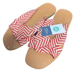 NWT Universal Thread Red Louise Chevron Print Knotted Slide Sandals - Size 9.5